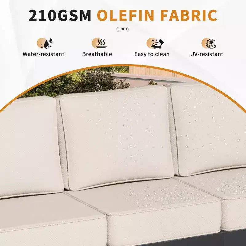UPTIOT 5-Piece Outdoor Set: 3-Seat Sofa, 2 Chairs, Fire Table & Coffee Table with Waterproof Olefin Fabric for Patio/Backyard