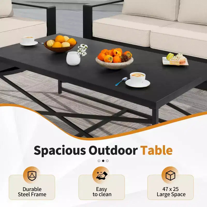 UPTIOT 5-Piece Outdoor Set: 3-Seat Sofa, 2 Chairs, Fire Table & Coffee Table with Waterproof Olefin Fabric for Patio/Backyard