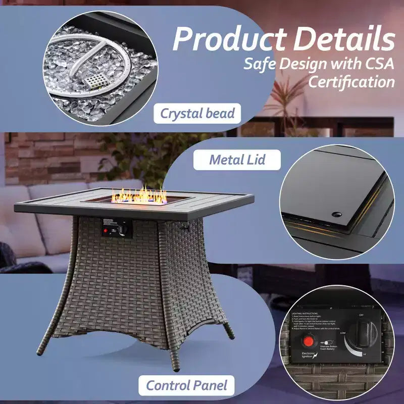 UPTIOT Outdoor Patio Set with CSA-Certified Fire Pit and Ergonomic Seating