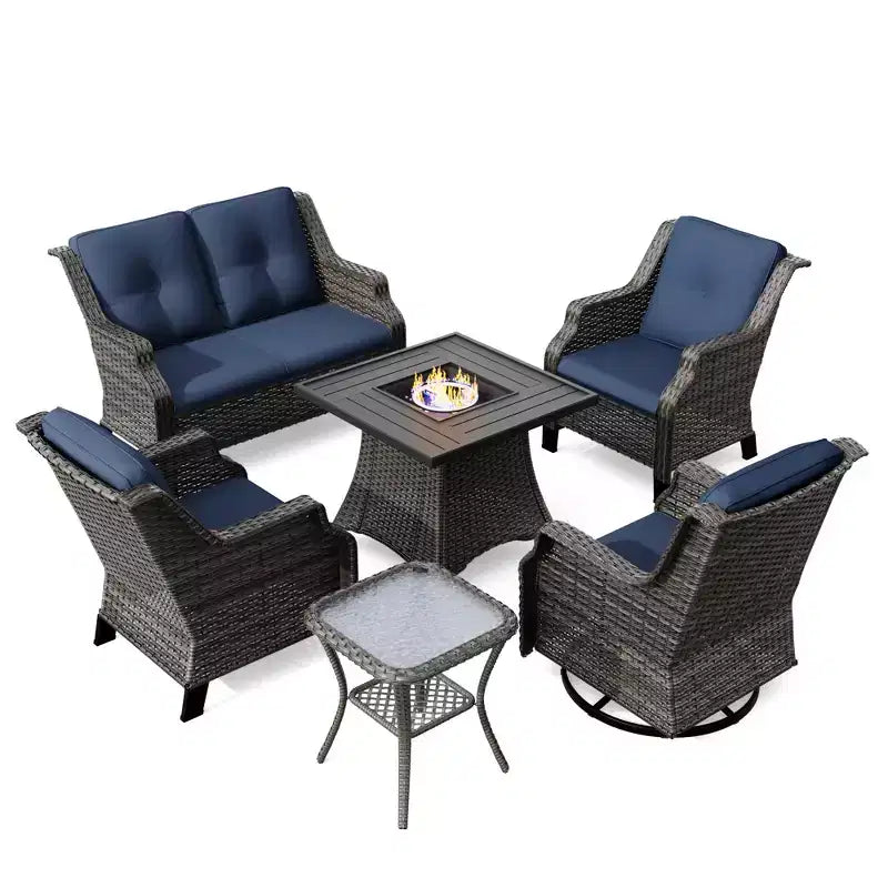 UPTIOT Outdoor Patio Set with CSA-Certified Fire Pit and Ergonomic Seating