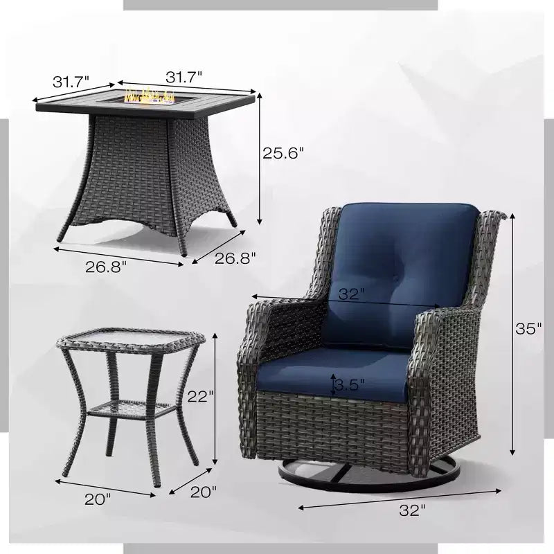 UPTIOT Outdoor Patio Set with CSA-Certified Fire Pit and Ergonomic Seating