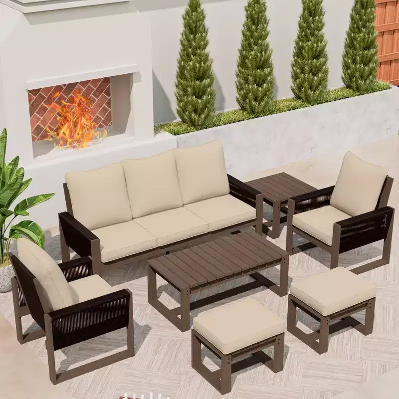 UPTIOT Premium Outdoor Patio Set with Hemlock Wood & Water-Resistant Comfort