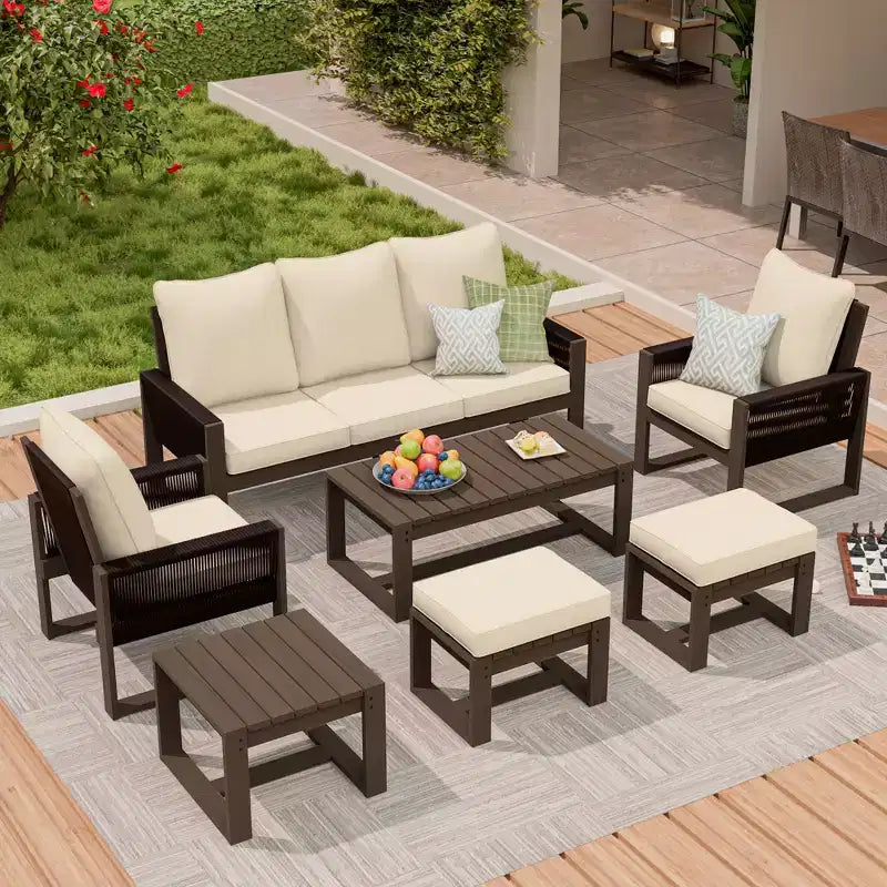 UPTIOT Premium Outdoor Patio Set with Hemlock Wood & Water-Resistant Comfort