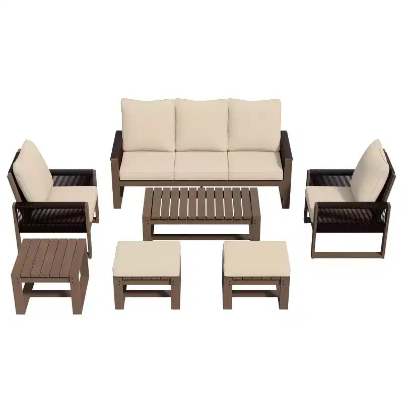 UPTIOT Premium Outdoor Patio Set with Hemlock Wood & Water-Resistant Comfort