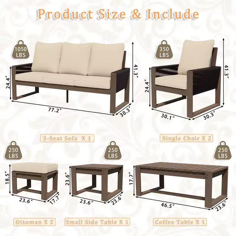 UPTIOT Premium Outdoor Patio Set with Hemlock Wood & Water-Resistant Comfort