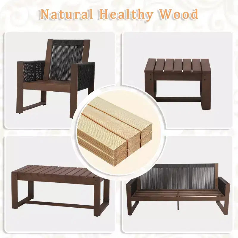 UPTIOT Premium Outdoor Patio Set with Hemlock Wood & Water-Resistant Comfort