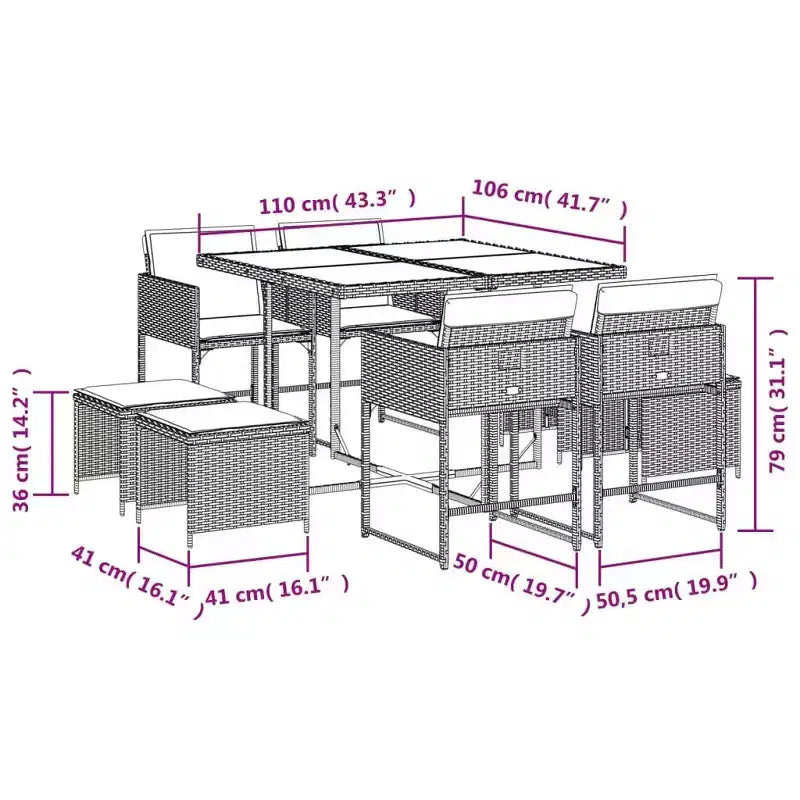 vidaXL Outdoor Dining Set with Cushions in Various Colors