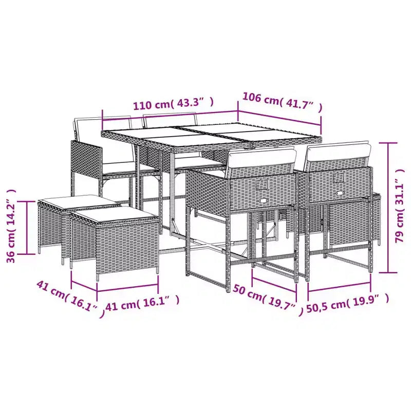 vidaXL Outdoor Dining Set with Cushions in Various Colors