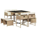 vidaXL Outdoor Dining Set with Cushions in Various Colors