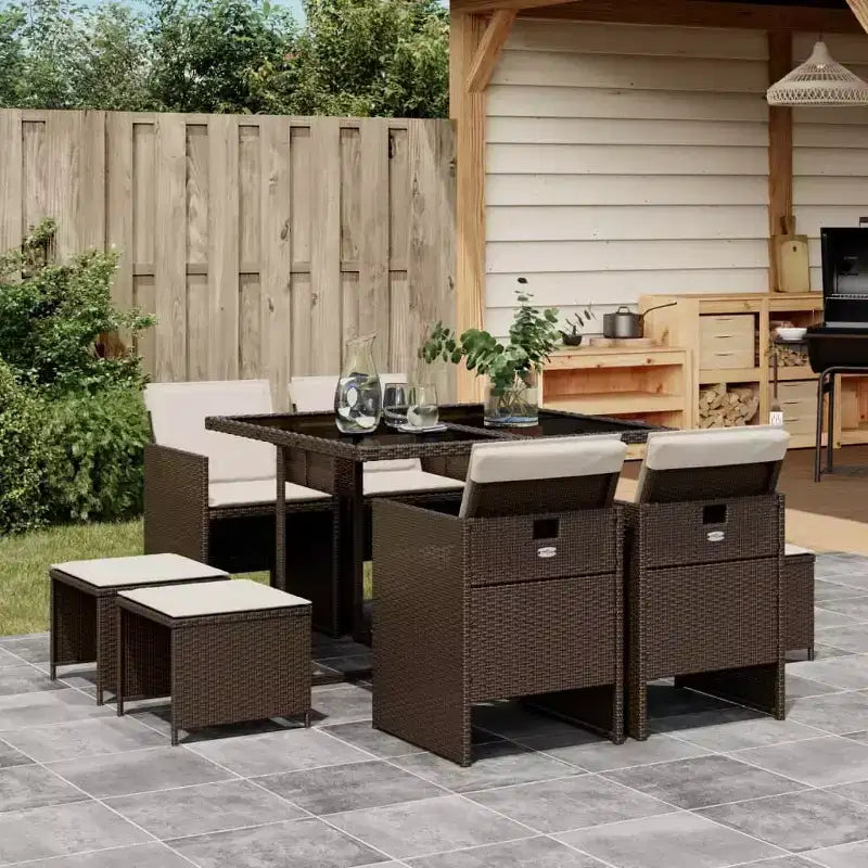vidaXL Outdoor Dining Set with Removable Cushions in Multiple Colors