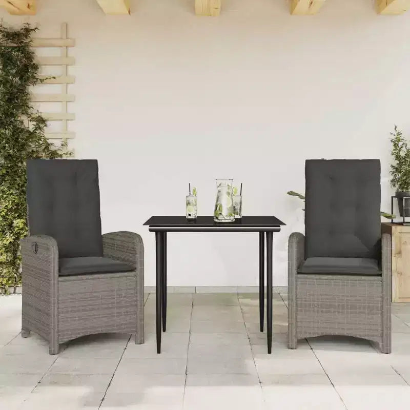 vidaXL Garden Dining Set with Cushions - Poly Rattan