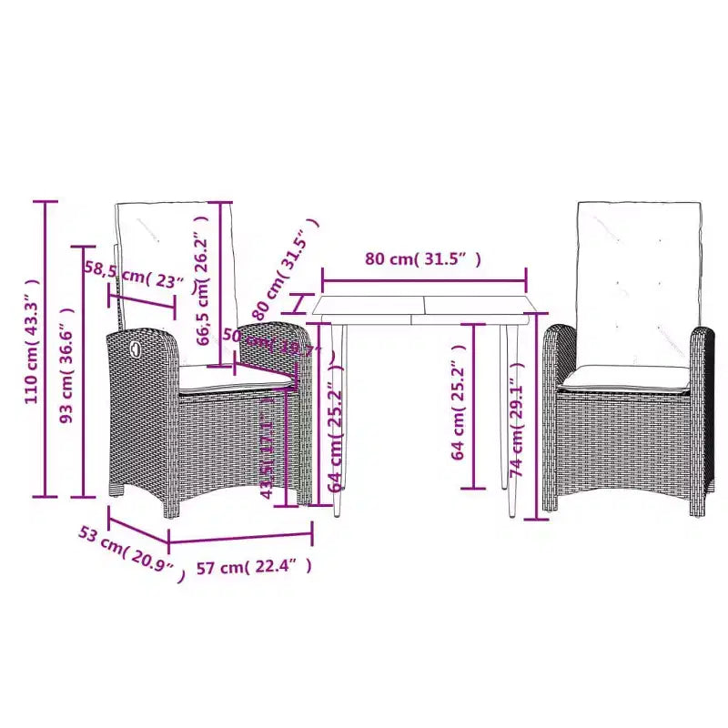vidaXL Outdoor Dining Set with Cushions and Poly Rattan