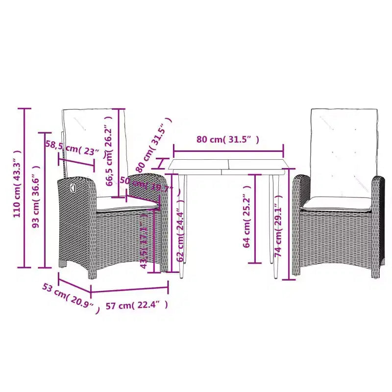 vidaXL Stylish Outdoor Dining Set with Cushions in Rattan