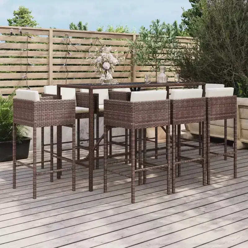 vidaXL Modern Outdoor Garden Bar Set with Cushions in Various Colors