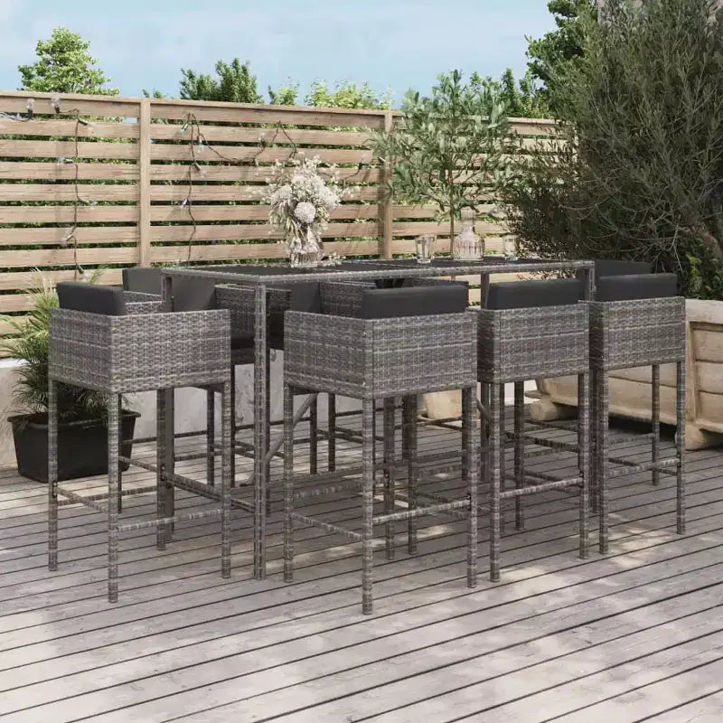 vidaXL Modern Outdoor Garden Bar Set with Cushions in Various Colors