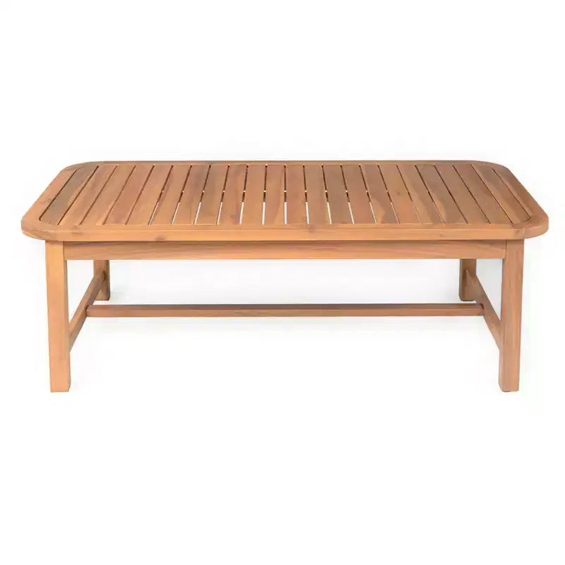 Christopher Knight Home Ximena Patio 4 Piece Farmhouse Acacia Wood Wicker Seating Set with Slatted Coffee Table