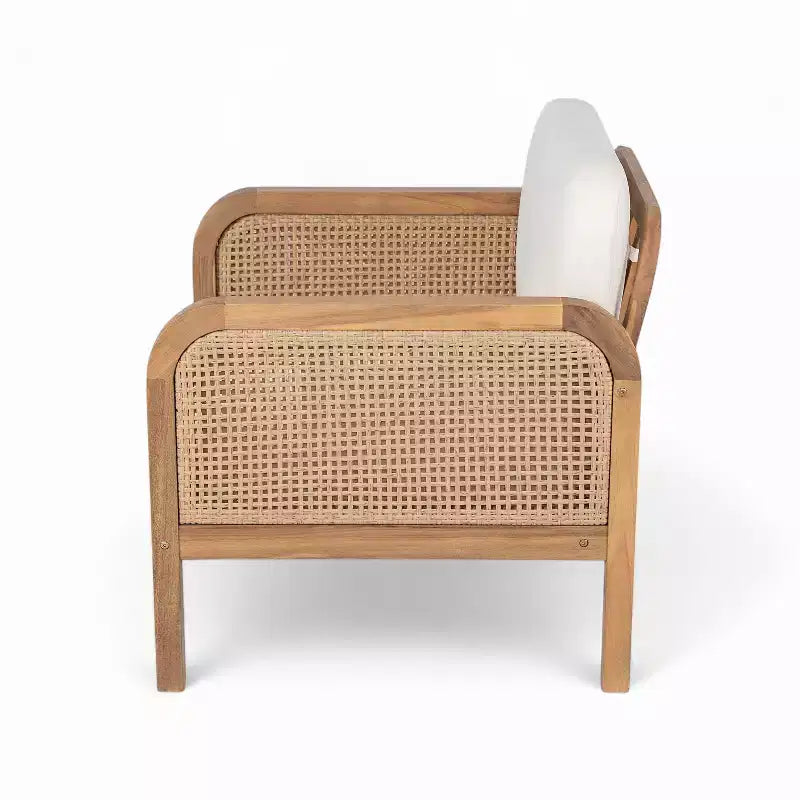 Christopher Knight Home Ximena Patio 4 Piece Farmhouse Acacia Wood Wicker Seating Set with Slatted Coffee Table
