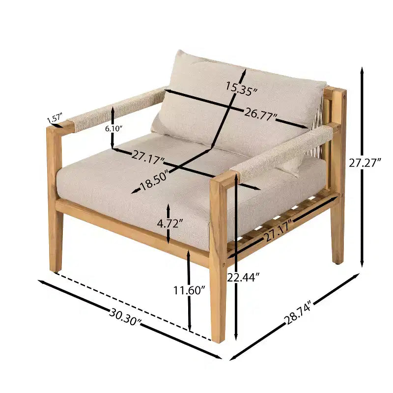 Christopher Knight Home Aditi Modern Patio Seating Set with Lightweight Concrete Side Table and Acacia Wood Chair