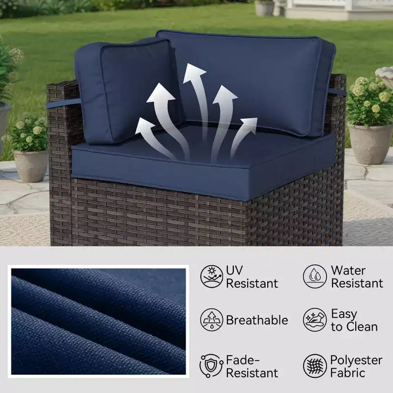 UPTIOT All-Weather Patio Set with Corner Loungers, Deep-Seat Chairs & Grey Convertible Fire Table for Ultimate Outdoor Comfort
