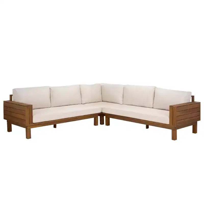 Napol 4 PC Acacia Patio Seating Set W/ Cushions - Indoor/Outdoor - PAT6806 - Safavieh