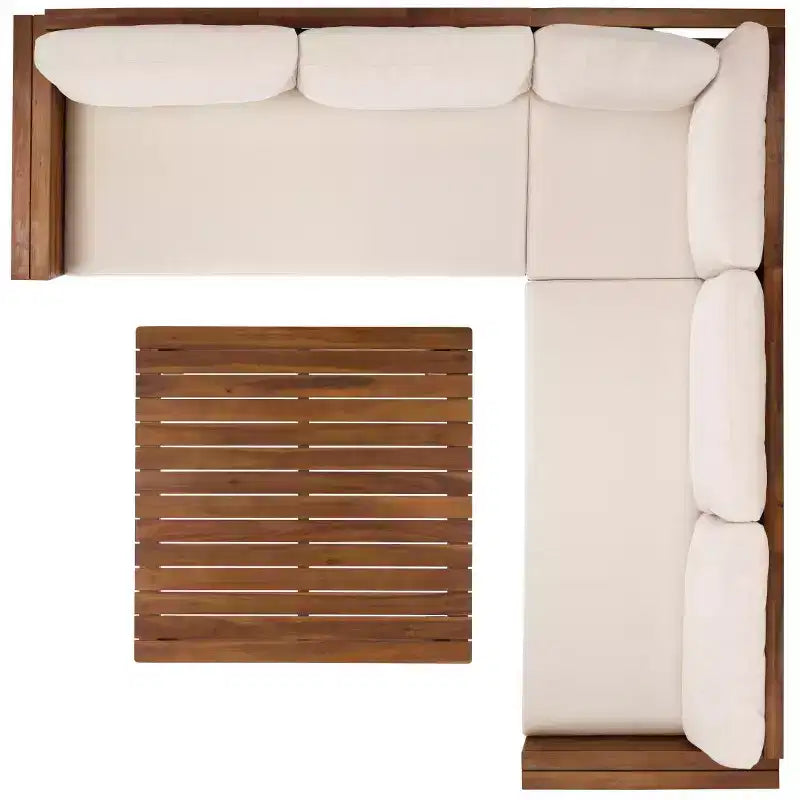 Napol 4 PC Acacia Patio Seating Set W/ Cushions - Indoor/Outdoor - PAT6806 - Safavieh