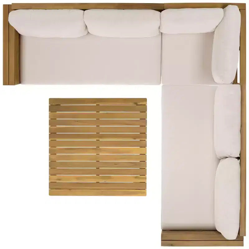 Napol 4 PC Acacia Patio Seating Set W/ Cushions - Indoor/Outdoor - PAT6806 - Safavieh