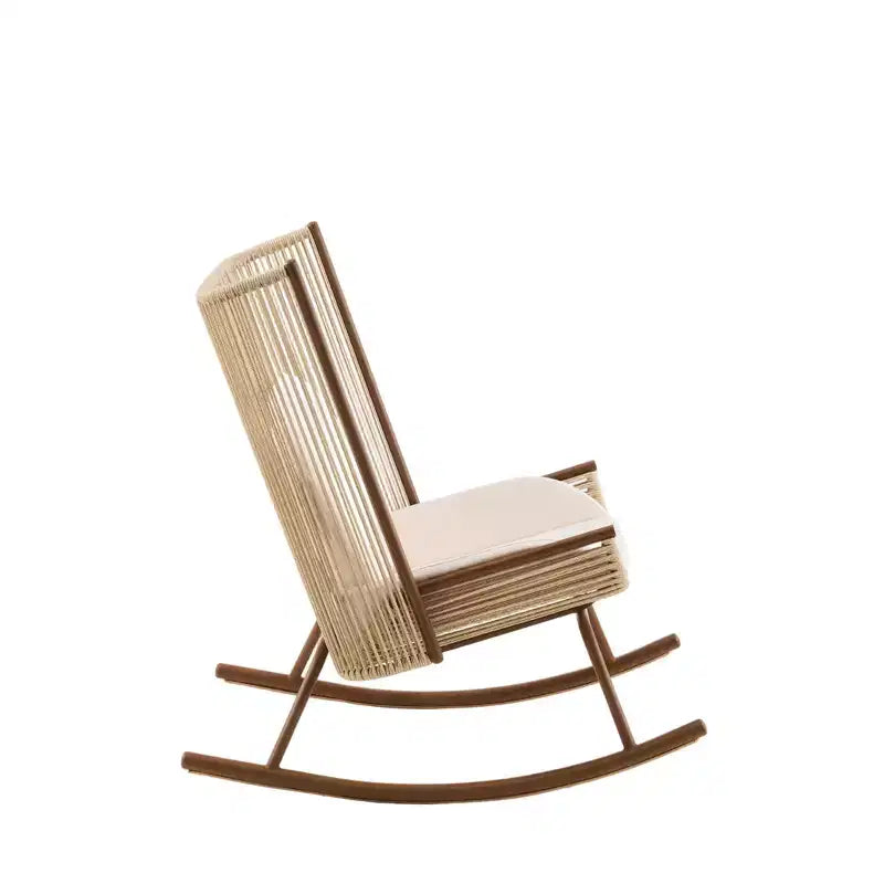 Christopher Knight Home Suraj Farmhouse 2 Piece Patio Dining Set with Lightweight Concrete Table and Iron Rocking Chair