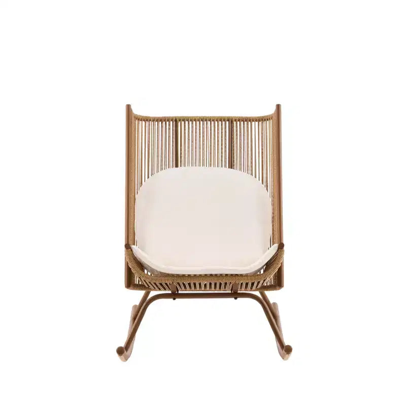 Christopher Knight Home Varun Farmhouse 2 Piece Patio Dining Set with Acacia Wood Table and Iron Rocking Chair