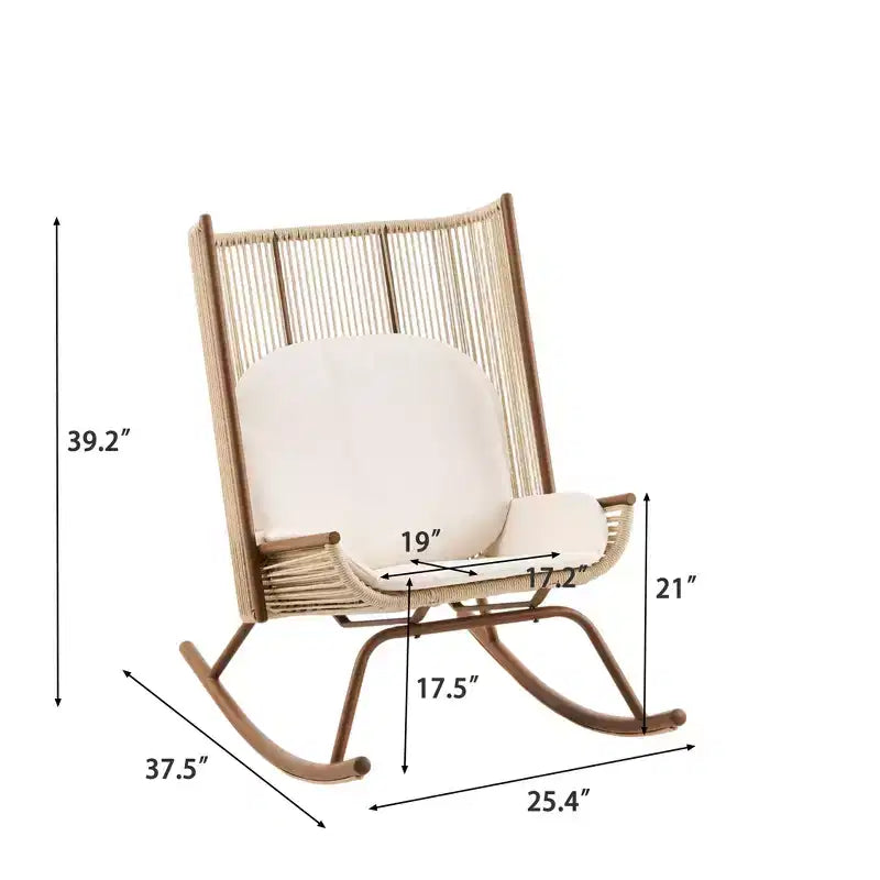 Christopher Knight Home Varun Farmhouse 2 Piece Patio Dining Set with Acacia Wood Table and Iron Rocking Chair