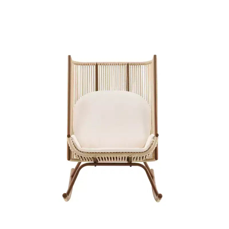 Christopher Knight Home Varun Farmhouse 2 Piece Patio Dining Set with Acacia Wood Table and Iron Rocking Chair