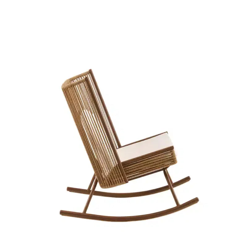 Christopher Knight Home Ved Farmhouse 3 Piece Patio Dining Set with Acacia Wood Table and Iron Rocking Chairs