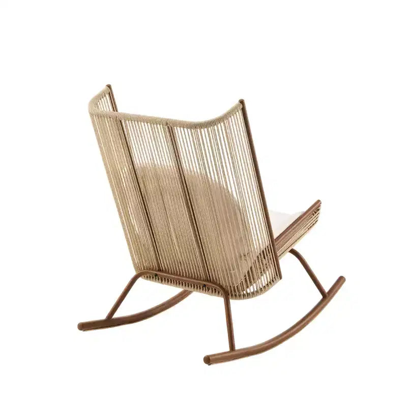 Christopher Knight Home Vijay Farmhouse 3 Piece Patio Dining Set with Acacia Wood Table and Iron Rocking Chairs