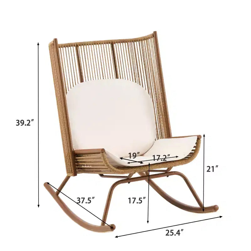 Christopher Knight Home Vijay Farmhouse 3 Piece Patio Dining Set with Acacia Wood Table and Iron Rocking Chairs