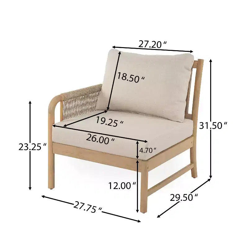 Christopher Knight Home Anil 5 Piece Patio Acacia Wood and Rope Seating Set with Slatted Table