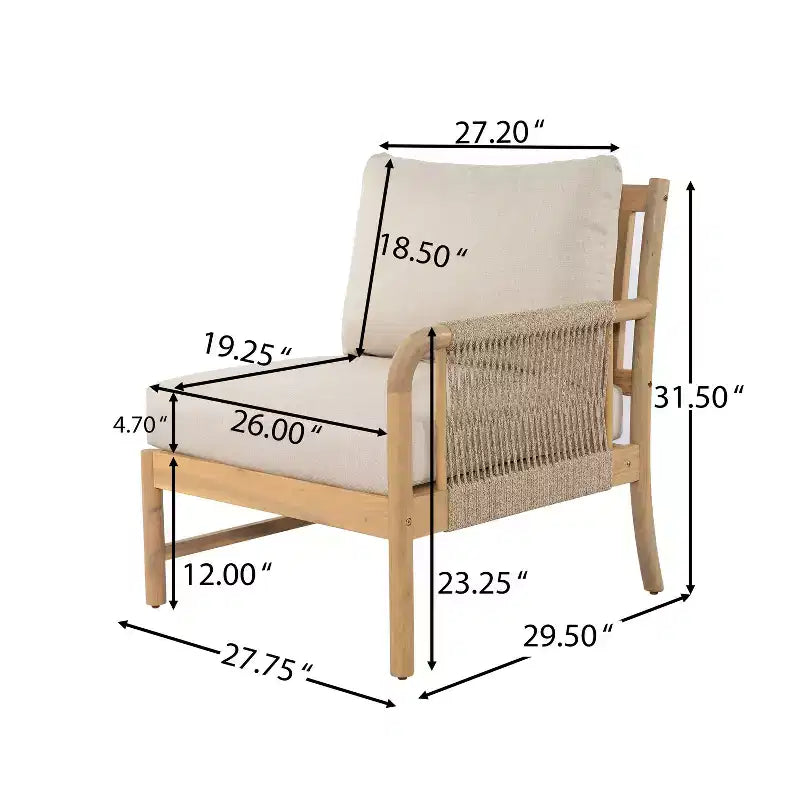 Christopher Knight Home Anil 5 Piece Patio Acacia Wood and Rope Seating Set with Slatted Table