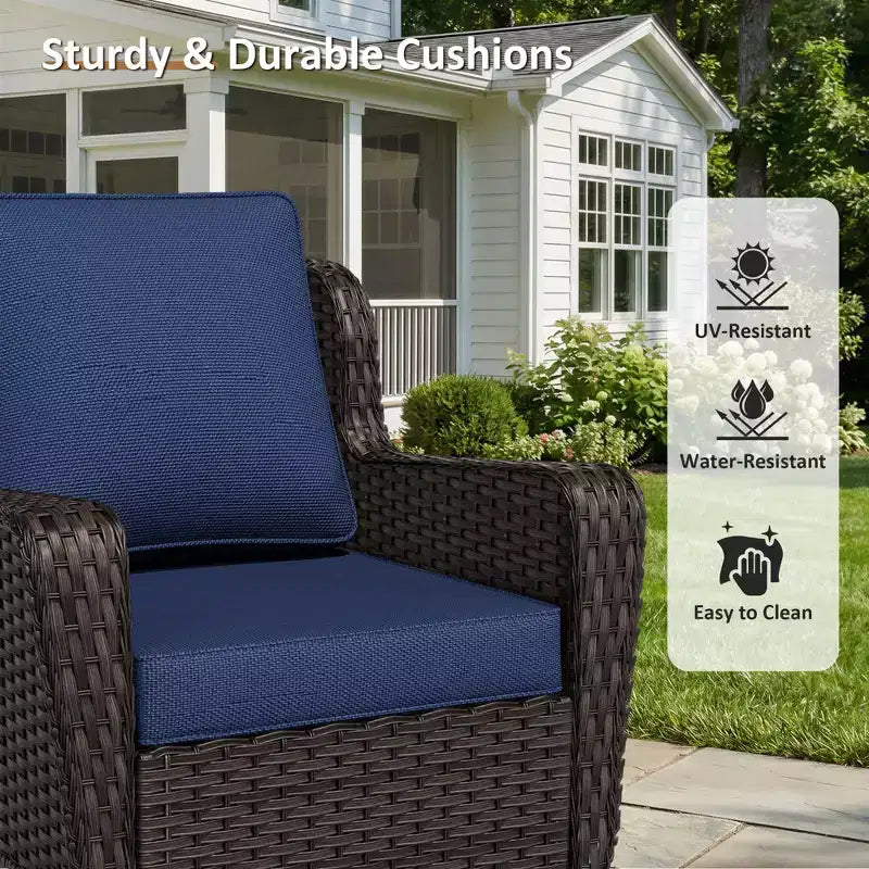 UPTIOT 5-Piece Outdoor Set: 3-Seat Sofa, 2 Swivel Chairs, Fire Pit Table & Side Table