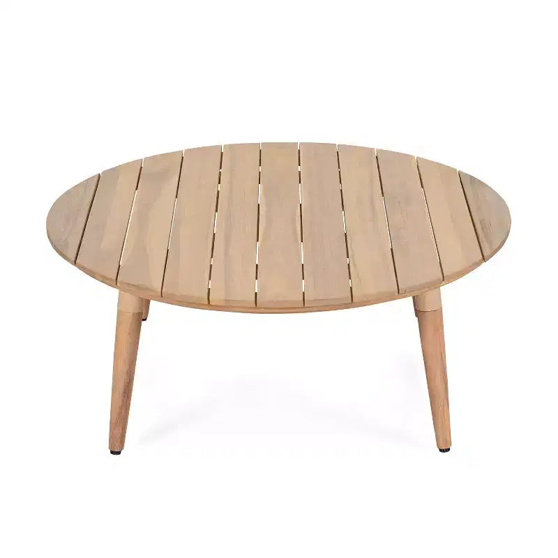 Christopher Knight Home Mah Modern 5 Piece Patio Aluminum Seating Set with Acacia Wood Slatted Round Coffee Table