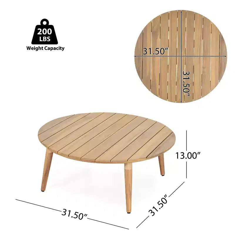Christopher Knight Home Mah Modern 5 Piece Patio Aluminum Seating Set with Acacia Wood Slatted Round Coffee Table