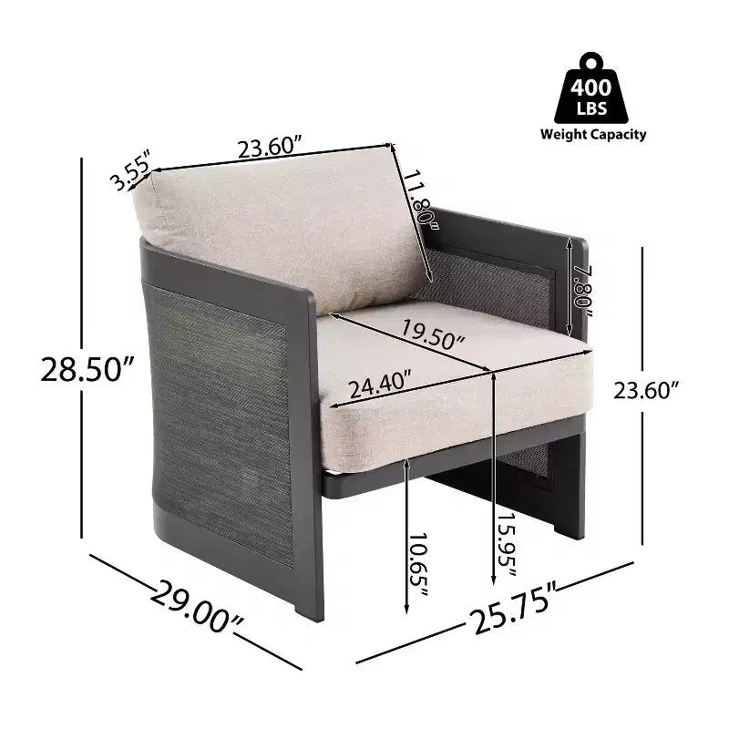 Christopher Knight Home Mah Modern 5 Piece Patio Aluminum Seating Set with Acacia Wood Slatted Round Coffee Table