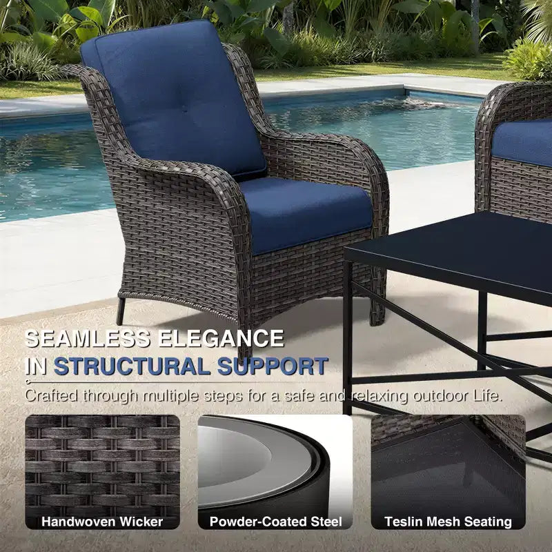 UPTIOT Premium Outdoor Lounge Set with Sofa, Swivel Chairs, and Ottoman for Ultimate Comfort and Style