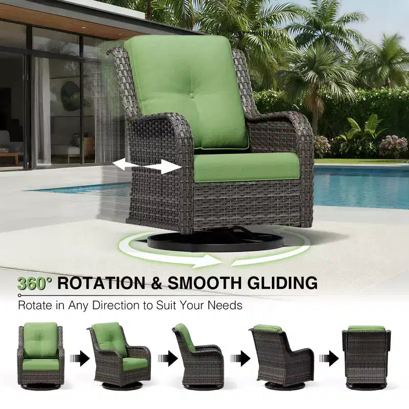 UPTIOT Premium Outdoor Lounge Set with Sofa, Swivel Chairs, and Ottoman for Ultimate Comfort and Style