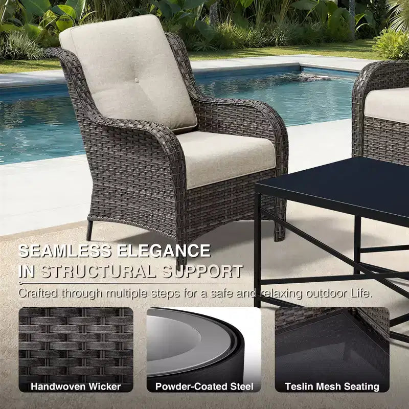UPTIOT Premium Outdoor Lounge Set with Sofa, Swivel Chairs, and Ottoman for Ultimate Comfort and Style