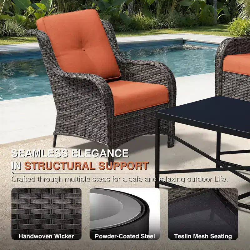 UPTIOT Premium Outdoor Lounge Set with Sofa, Swivel Chairs, and Ottoman for Ultimate Comfort and Style