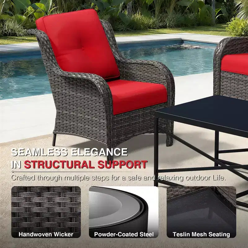 UPTIOT Premium Outdoor Lounge Set with Sofa, Swivel Chairs, and Ottoman for Ultimate Comfort and Style