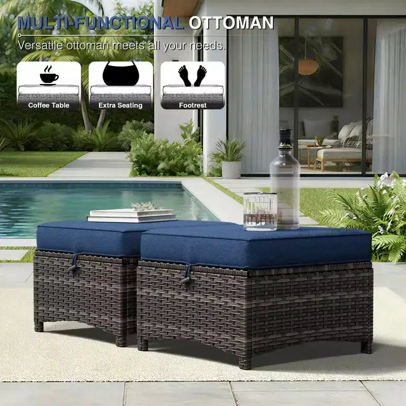 UPTIOT Premium Dual Outdoor Sofa Set with Swivel Chairs and Convertible Ottomans