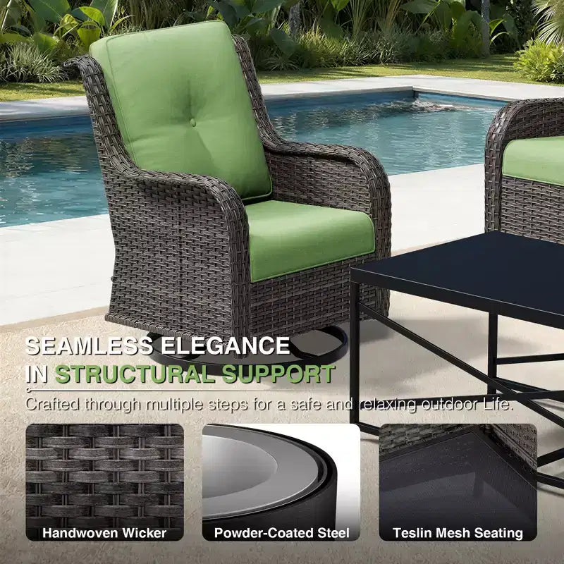 UPTIOT Premium Dual Outdoor Sofa Set with Swivel Chairs and Convertible Ottomans