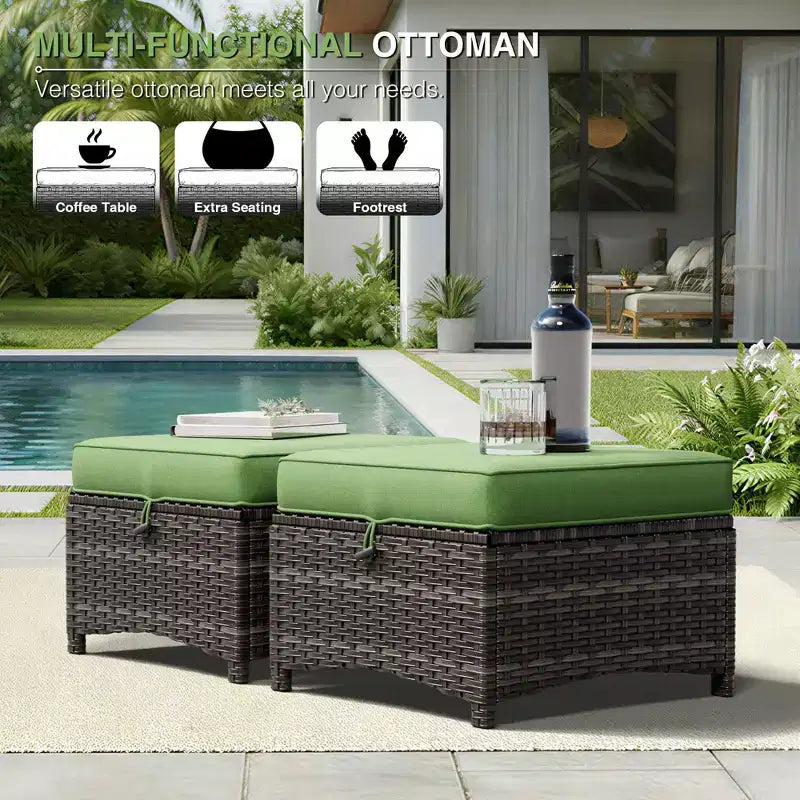 UPTIOT Premium Dual Outdoor Sofa Set with Swivel Chairs and Convertible Ottomans