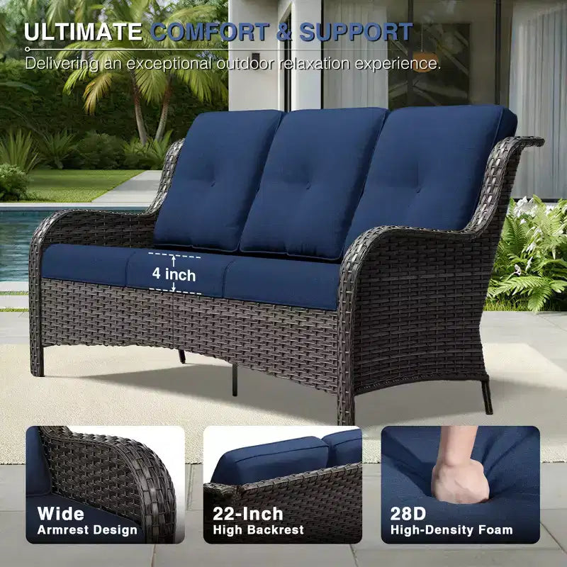 UPTIOT Premium Outdoor Sofa Set with Fire Pit Table & Swivel Chairs