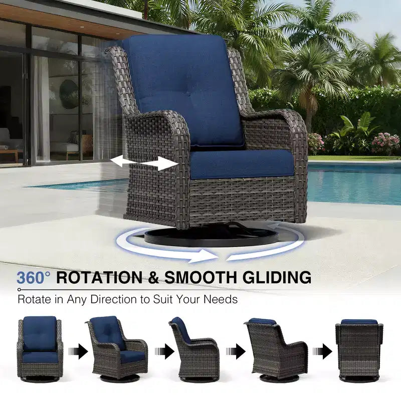 UPTIOT Premium Outdoor Sofa Set with Fire Pit Table & Swivel Chairs