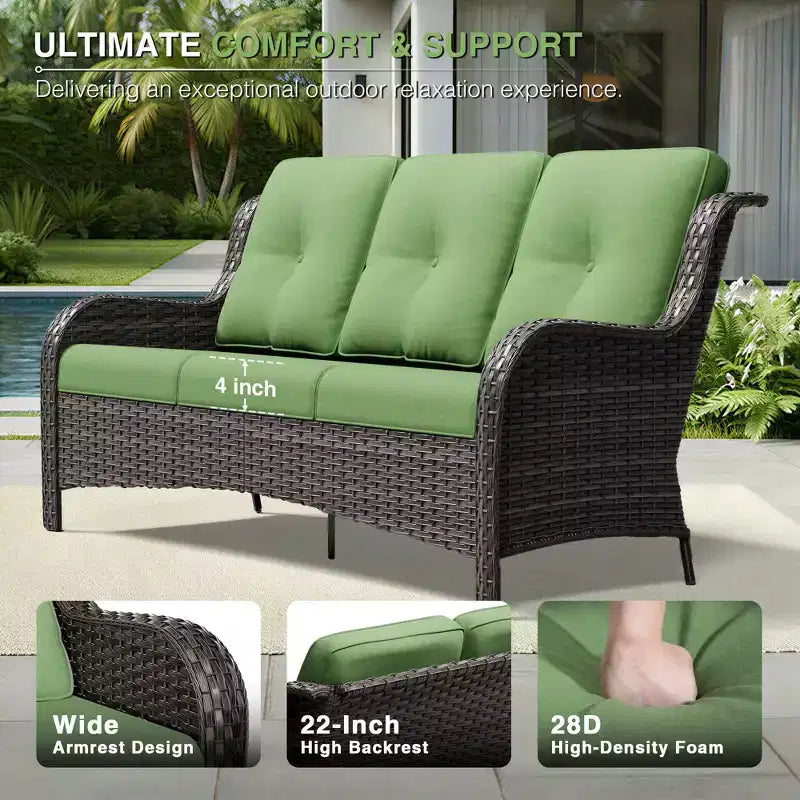UPTIOT Premium Outdoor Sofa Set with Fire Pit Table & Swivel Chairs